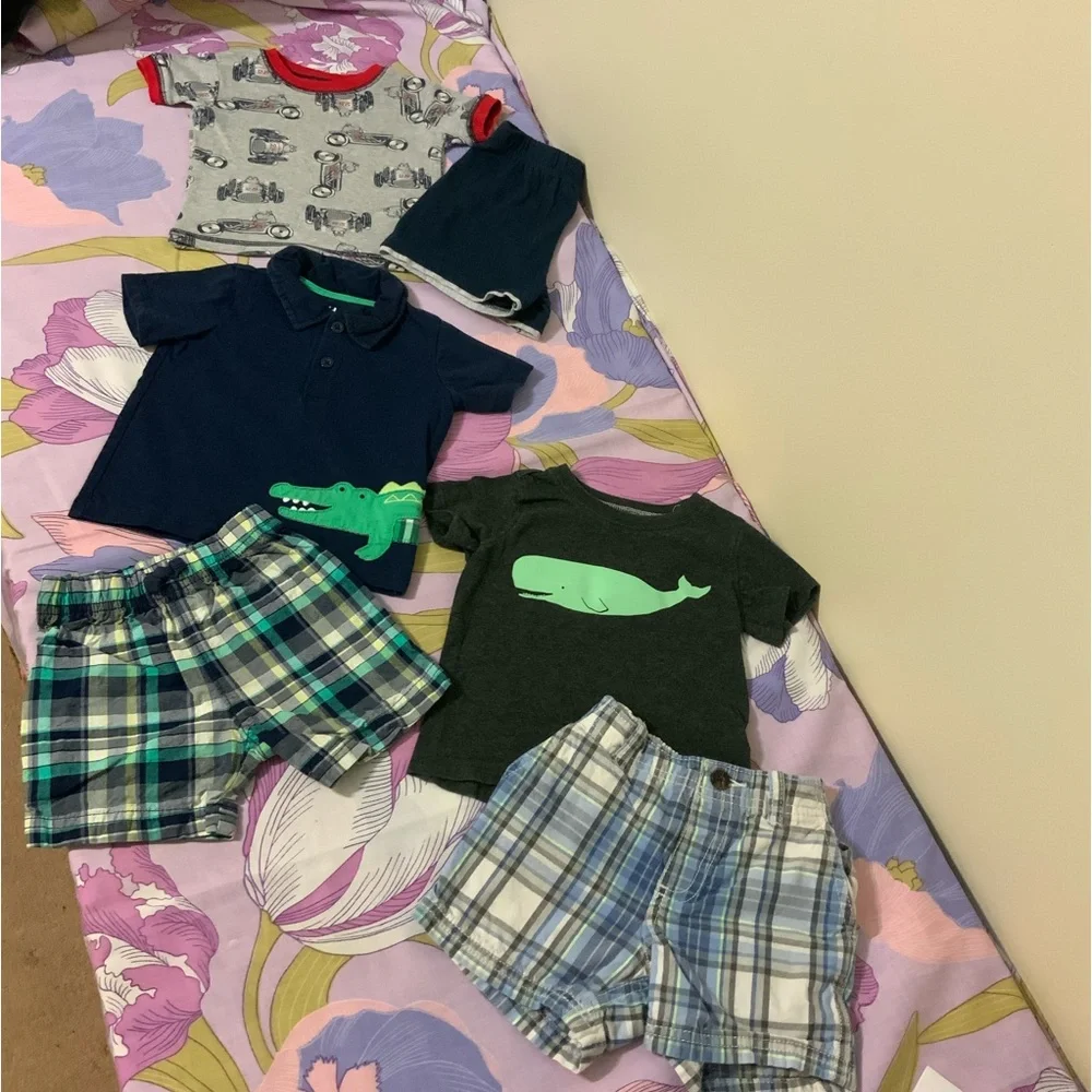 EUC Toddler Boy Lot 6 Pz 3 sets shorts & Tees Carter’s 18M